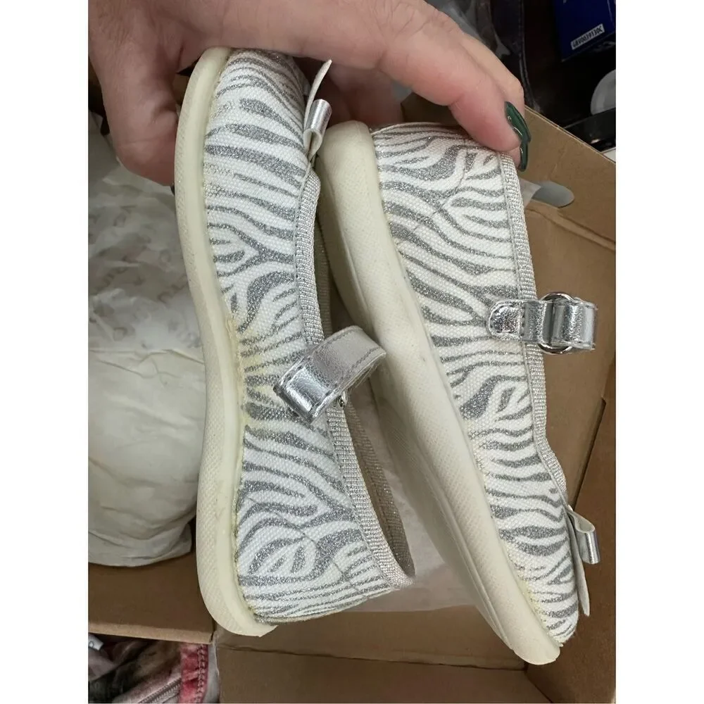 NATURINO CLARIES Zebra-print fabric ballet flats, White